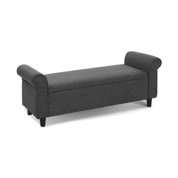 Storage Ottoman Blanket Box 126cm Linen Fabric Arm Foot Stool Couch Large