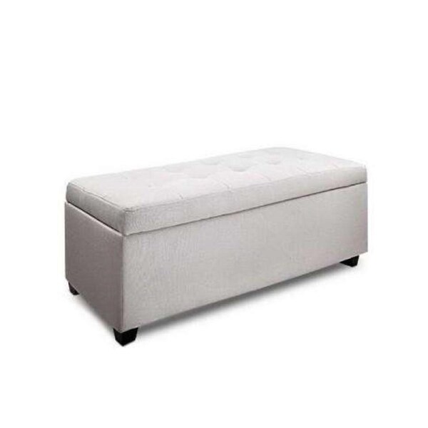 Large Fabric Storage Ottoman - Beige