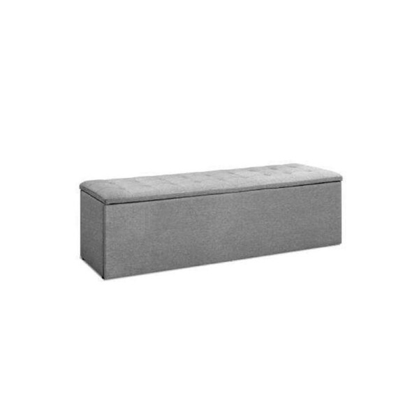 Storage Ottoman Blanket Box Grey LARGE Fabric Rest Chest Toy Foot Stool