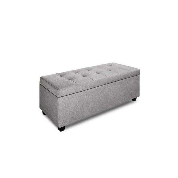 Large Fabric Storage Ottoman - Light Grey