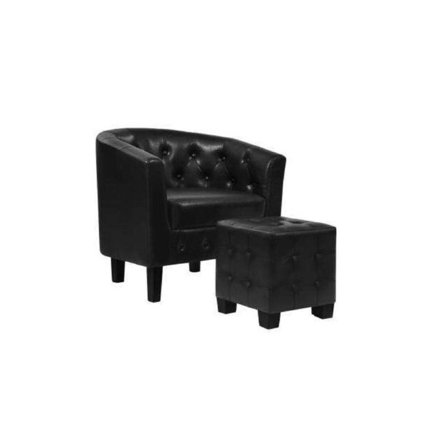 Armchair Lounge Chair Ottoman Tub Accent Chairs PU Leather Sofa Armchairs Black
