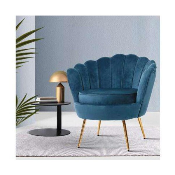 Armchair Lounge Chair Accent Retro Armchairs Lounge Shell Velvet Navy