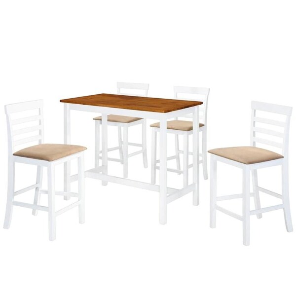 Bar Table and Stool Set 5 Pieces MDF Dark Brown vidaXL