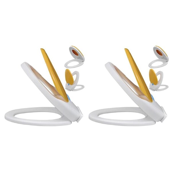 Toilet Seats with Soft Close Lids 2 pcs Plastic White and Yellow vidaXL