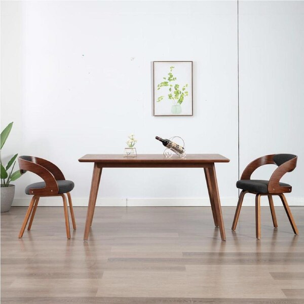 Dining Chairs 2 pcs Dark Grey Bent Wood and Fabric vidaXL