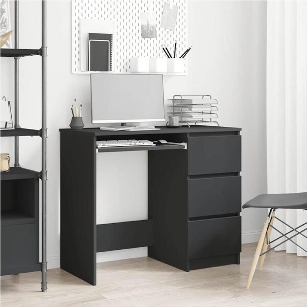 Desk Black 90x45x76 cm Engineered Wood vidaXL