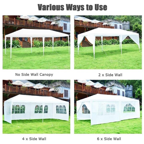 3x6M Outdoor Gazebo Wedding Marquee Party Event Tent Canopy Camping BBQ Shelter With 6 Side Walls and Carry Bag