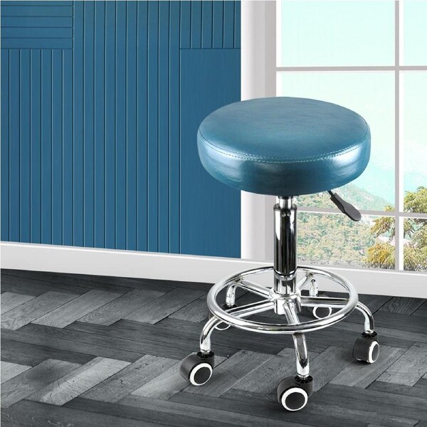 Levede Bar Stools Salon Stool Swivel Barber Dining Chair PU Hydraulic Lift Teal