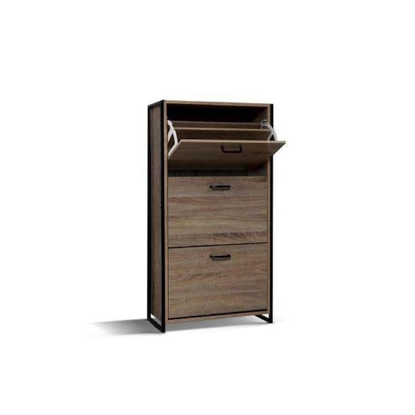 Shoe Cabinet Shoes Storage Rack Wooden Organiser Up to 24 Pairs Shelf Cupboard Metal Frame