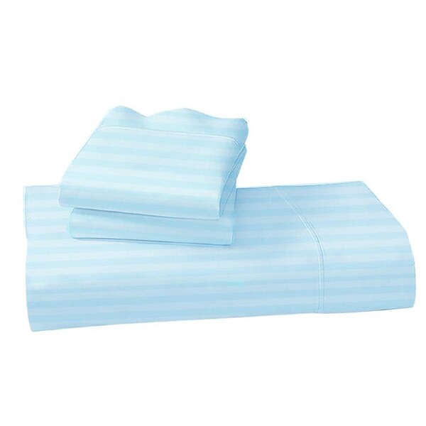 Sky Blue Striped 1000tc Cvc Cotton Rich Queen Size Bed Doona Quilt Cover Set