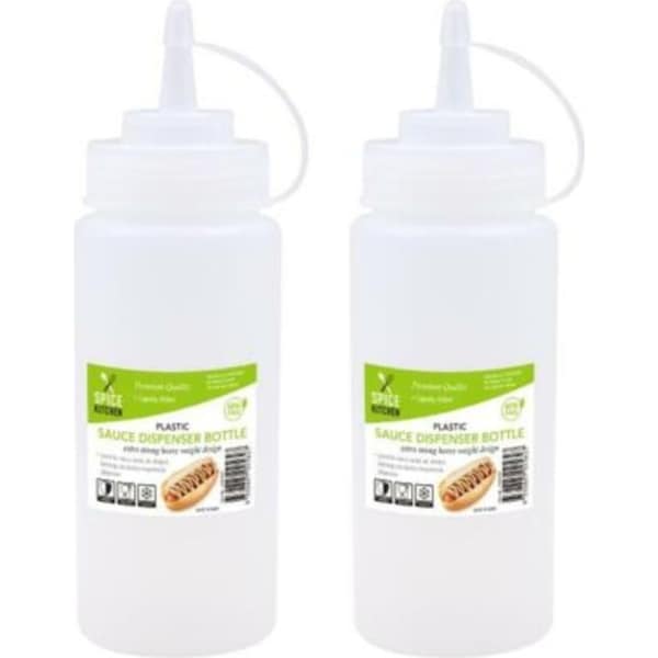 24 x PLASTIC SAUCE BOTTLE WHITE SQUEEZE BOTTLES 470ML CONDIMENT DISPENSER KITCHEN
