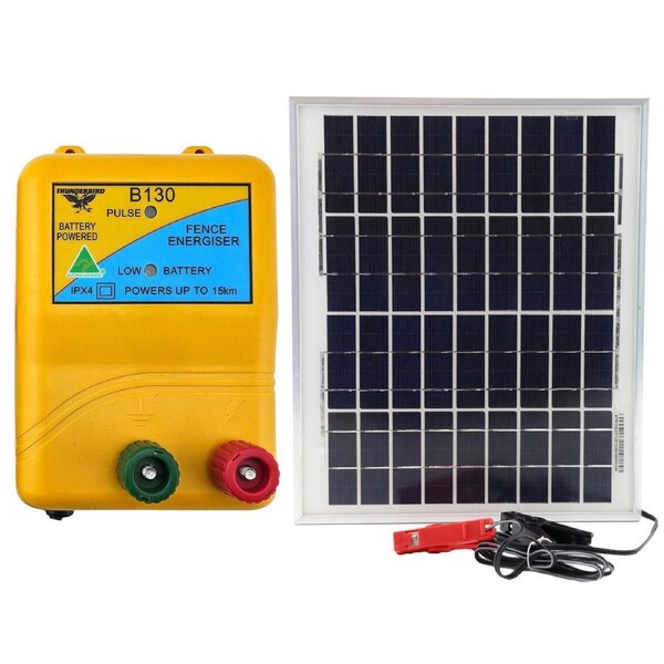Thunderbird 12W Solar Panel and B-130 Electric Fence Energiser Kit - SOLAB120