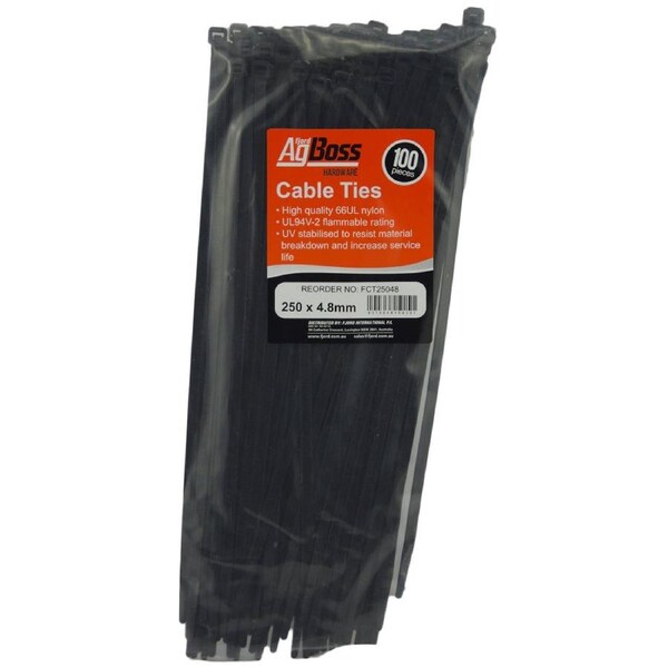AgBoss 100 Piece 250 x 4.8mm Cable Ties - 150108