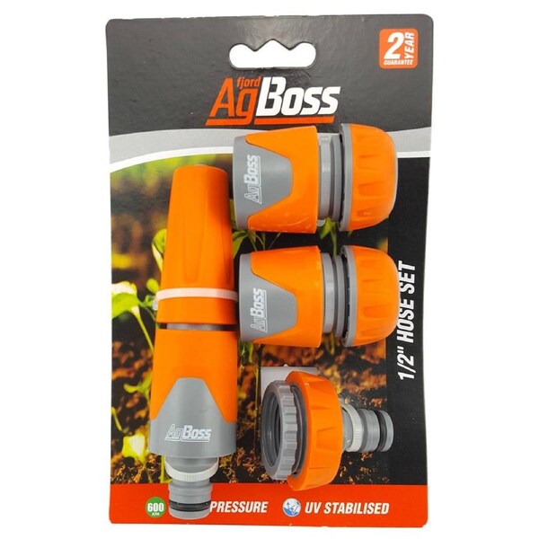 AgBoss 1/2" Garden Hose Connector Fitting Set with Spray Nozzle - AB4400