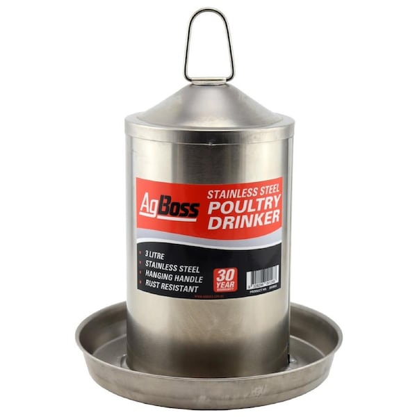 AgBoss 3L Stainless Steel Poultry Drinker - 302803