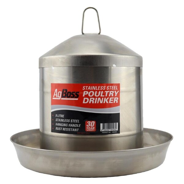 AgBoss 9L Stainless Steel Poultry Drinker - 302809