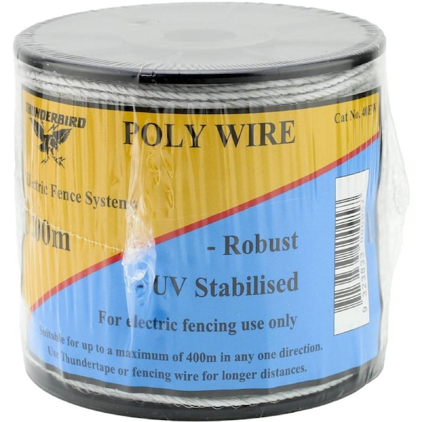 Thunderbird 200m Electric Fence Poly Wire - White - EF-40EW