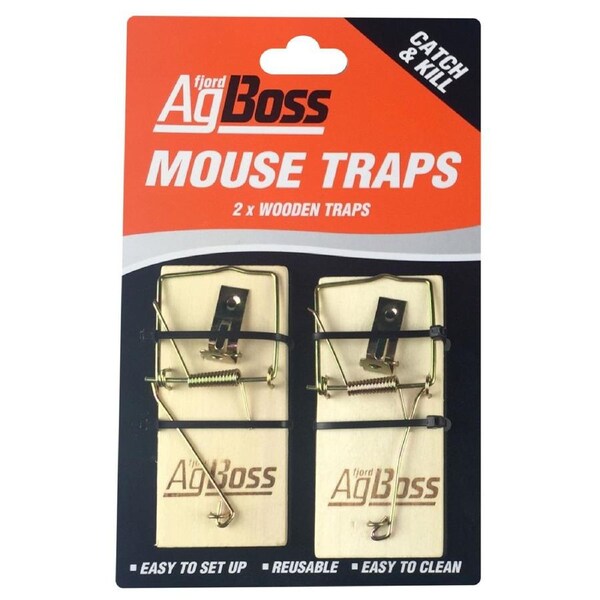 AgBoss 2 Pack Wooden Mouse Traps - 300250