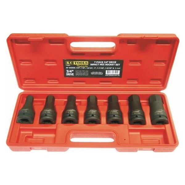 KC Tools 7pc 3/4" Dr In-Hex AF Impact Socket Set