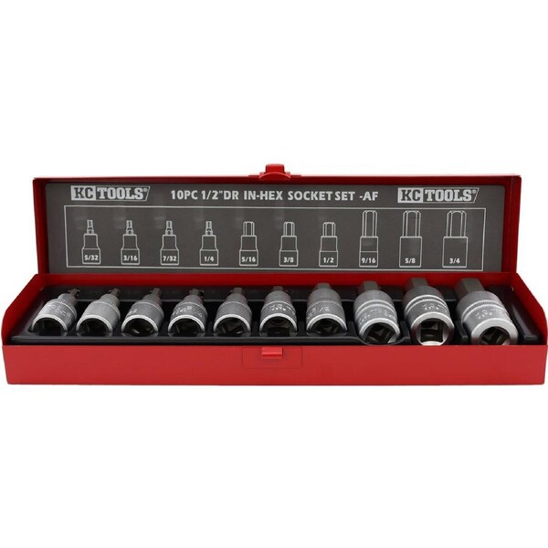 KC Tools 10 Piece 1/2" Drive In-Hex Socket Set - 13668