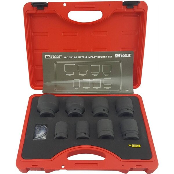 KC Tools 8 Piece 3/4" Drive Metric Impact Socket Set - 11701