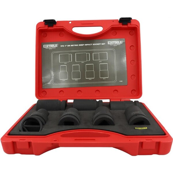 KC Tools 7 Piece 1" Drive Metric Deep Impact Socket Set - 11803