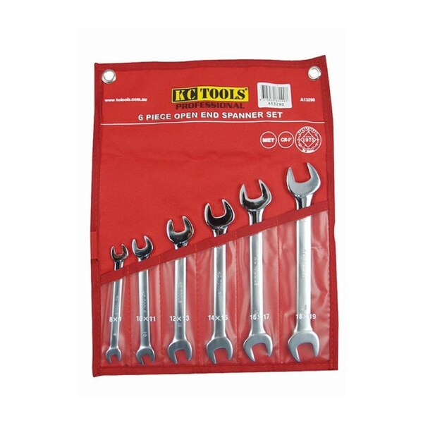 KC Tools 6 Piece 8mm - 19mm Open End Spanner Set - A13290
