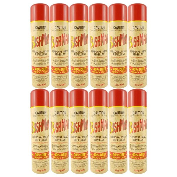 Bushman 12 Pack 225g 40% DEET Aerosol Bulk Buy - BU0225A