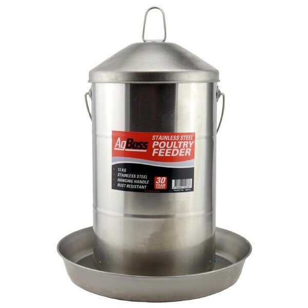 AgBoss 15kg Stainless Steel Poultry Feeder - 302715