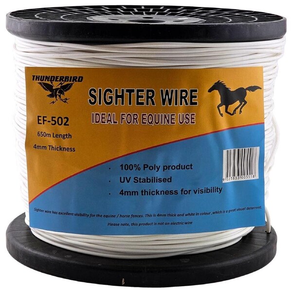 Thunderbird 4mm x 650m Equine Horse Sighter Wire - White - EF-502