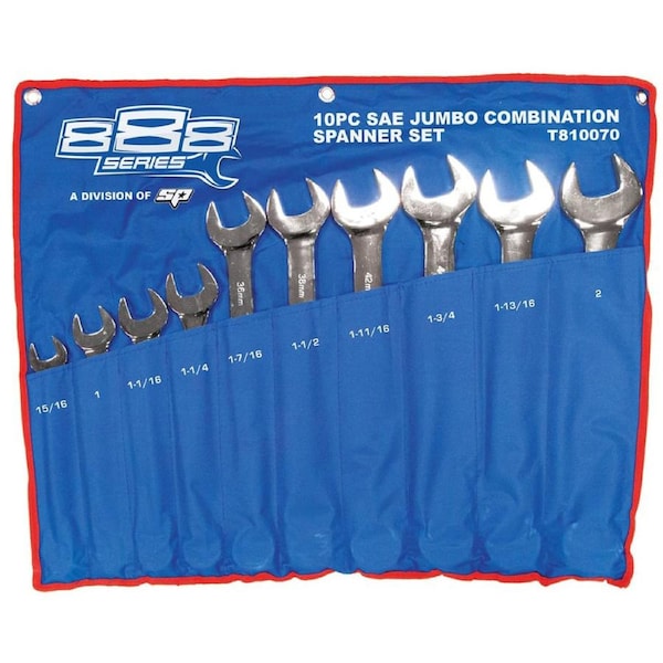 888 Tools 10 Piece Imperial SAE Jumbo Spanner Set - T810070