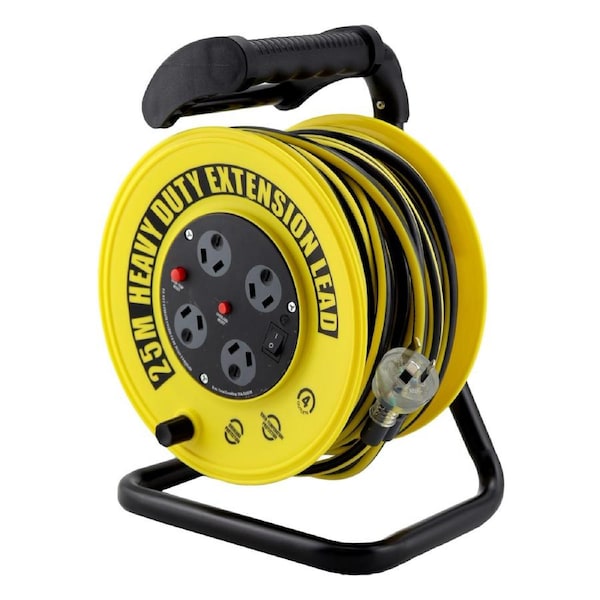 Ultracharge 25m 10A Extension Lead Reel - Yellow & Black - UR24025R