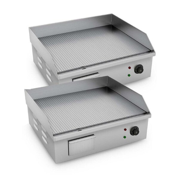 SOGA 2X Electric Stainless Steel Ribbed Griddle BBQ Hot Plate