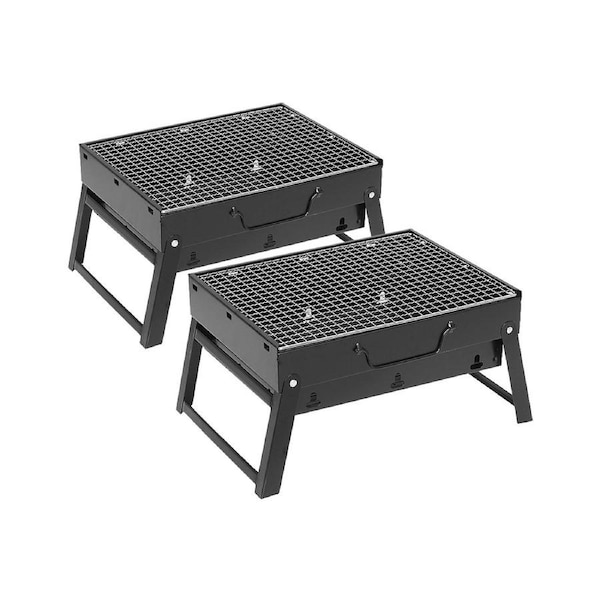 SOGA 2X 43cm Portable Folding Thick Box-Type Charcoal Grill for Outdoor BBQ Camping
