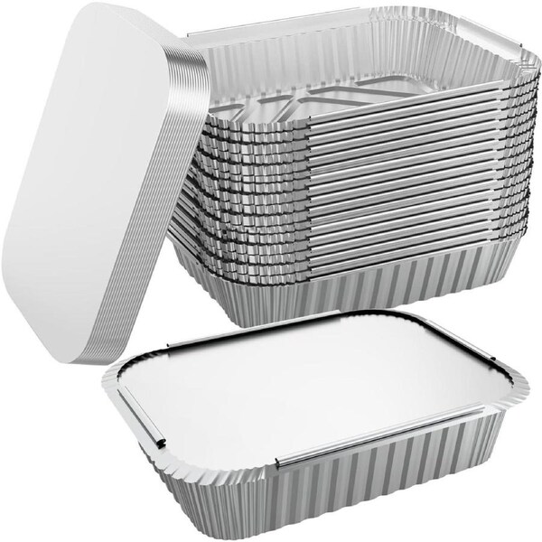 96x Aluminium Disposable Foil Food Container Trays Pans w/ Lids Covers Bulk 32cm*26cm*6.3cm