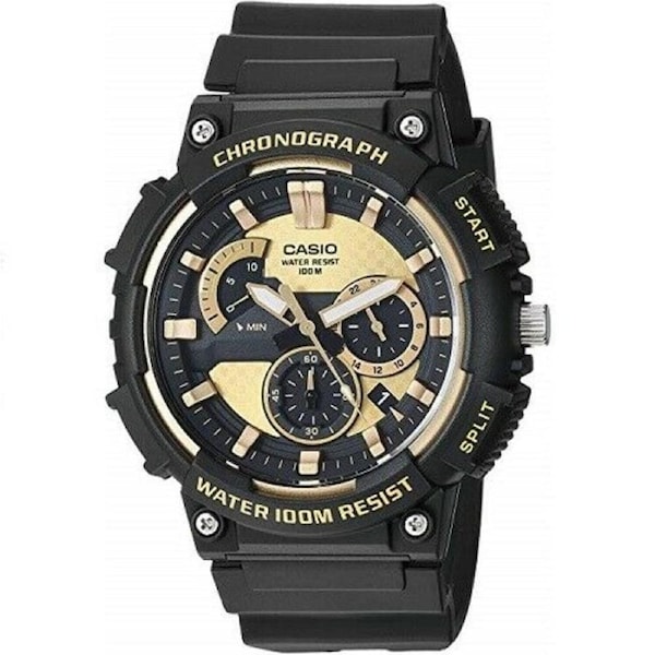 Casio Black/Gold Analog Chronograph Men's 100m Sports Watch MCW-200H-9A