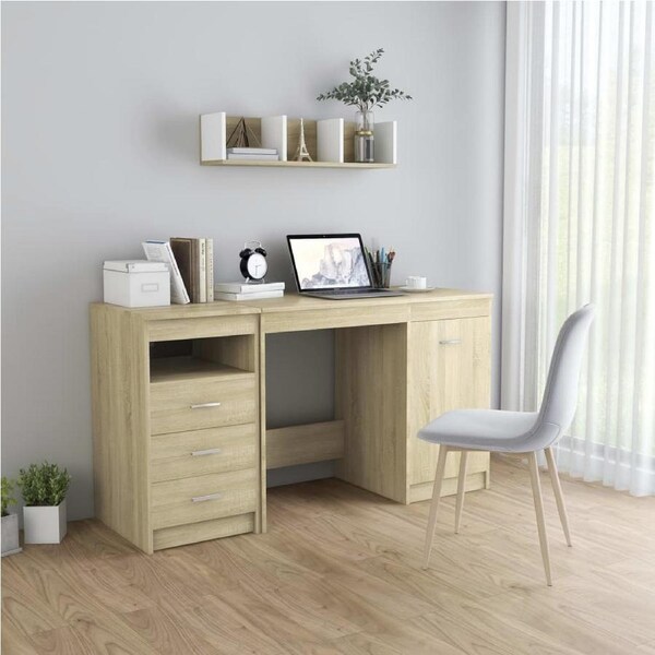 Desk Sonoma Oak 140x50x76 cm Engineered Wood vidaXL