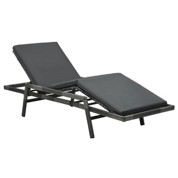 Sun Lounger with Cushion Poly Rattan Grey vidaXL