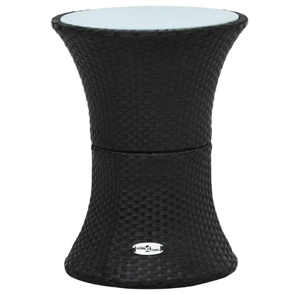 Garden Side Table Drum Shape Black Poly Rattan vidaXL