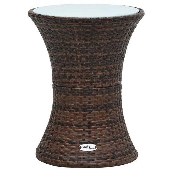 Garden Side Table Drum Shape Brown Poly Rattan vidaXL