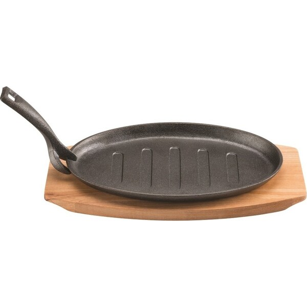 Pyrolux Pyrocast Cast Iron Steak Sizzle Plate with Handle and Tray