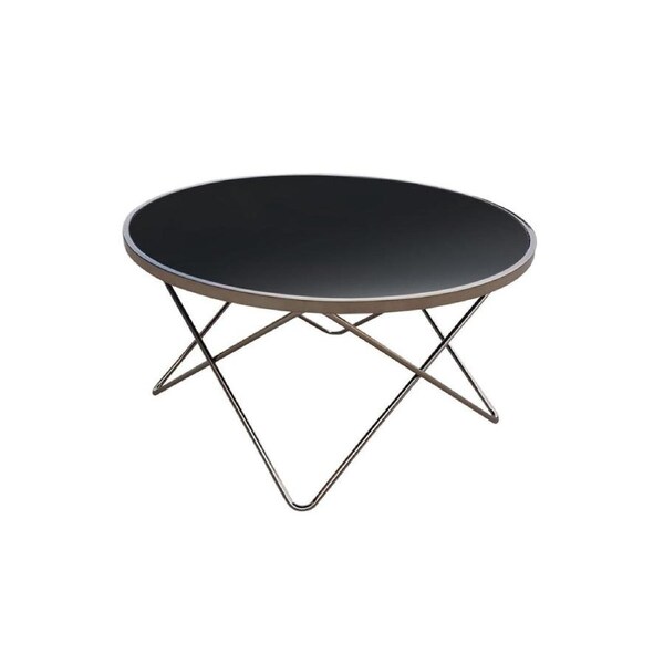 6IXTY Champagne Modern Scandinavian Round Coffee Table - 85cm - Tempered Glass Top