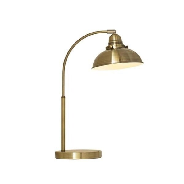 Oxford Modern Scandinavian Curved Arc Table Lamp - Weathered Brass
