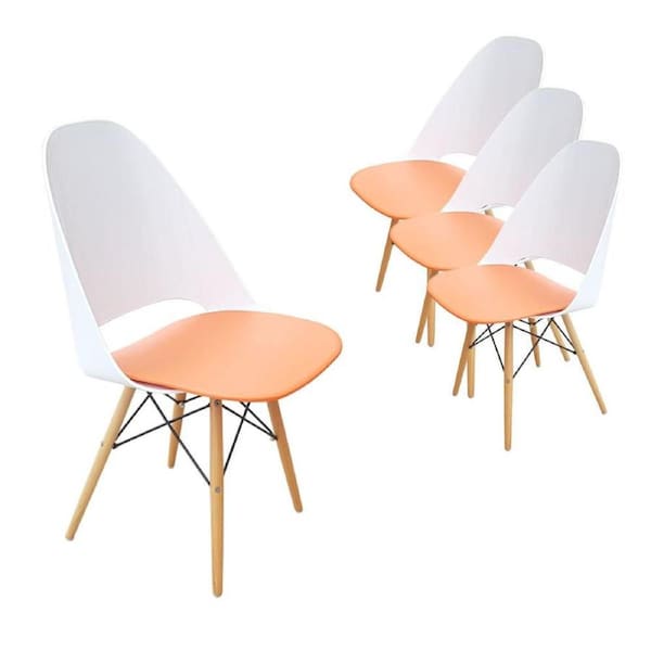 6IXTY Set of 4 - Plaza Scandinavian Dining Chair - Orange