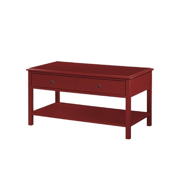 Wyatt Walker Open Shelf Coffee W/ 2-Drawers Table - Red