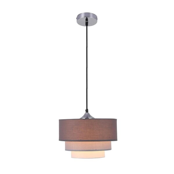 Dawson 1LT Hanging Pendant Lamp Fabric Shade - Grey