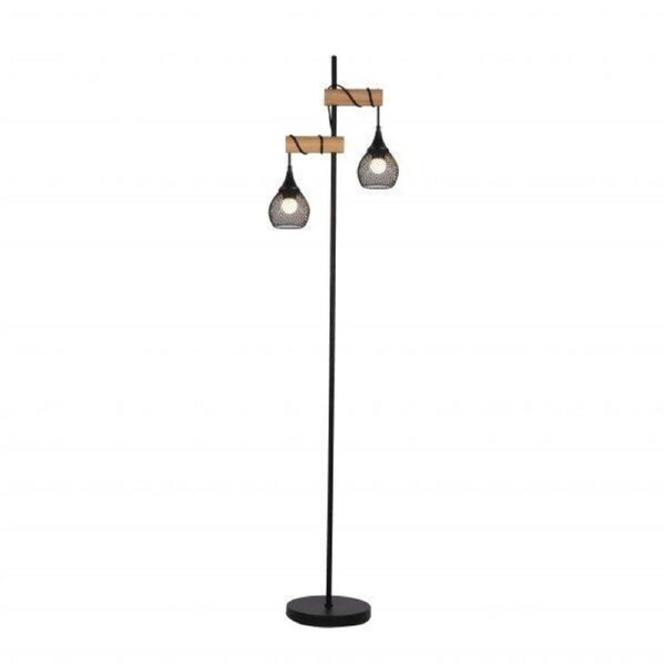 Vienna Slim Standing Floor Lamp Metal Base Dual Twin Lights - Black