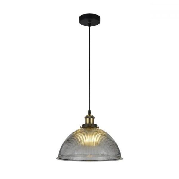 Livia Hanging Pendant Lamp Glass Shade - Black / Grey