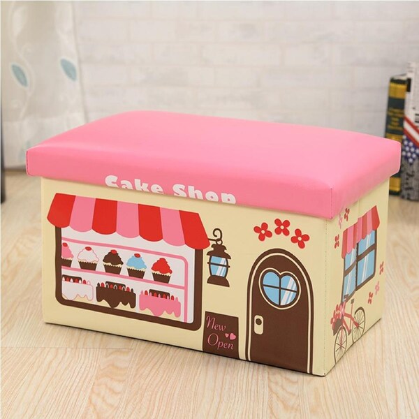 Kids Foldable Storage Stool CAKE SHOP