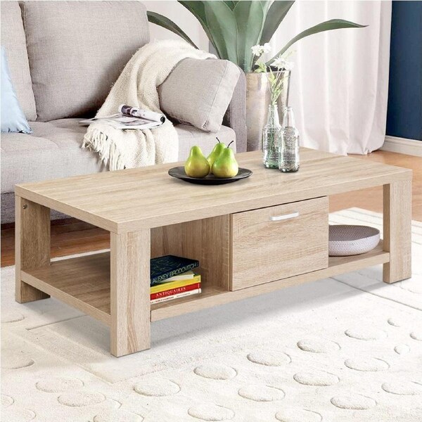 1 Drawer Artiss Coffee Table Oak Maxi